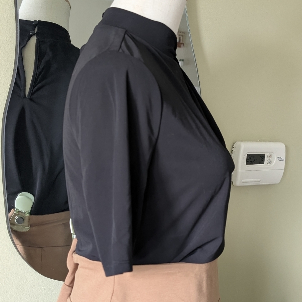 Worthington Women's Size XS Black 3/4 Sleeve Stretchy Mock Twist Neck Top - Picture 6 of 11